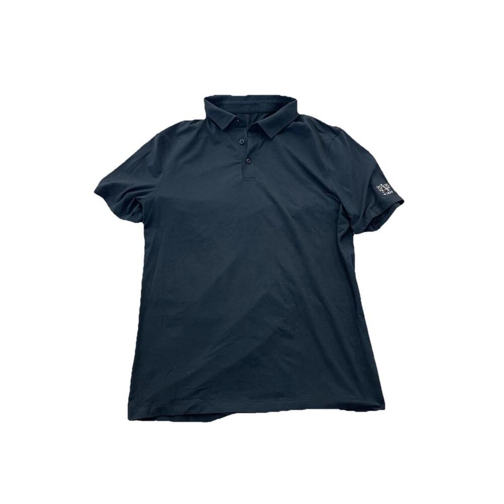 Lululemon‎ Tech Polo Shirt Men M Heathered Navy Blue Short Sleeve H71